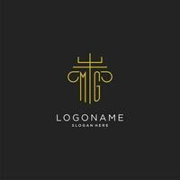 MG initial with monoline pillar logo style, luxury monogram logo design for legal firm vector