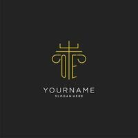 OE initial with monoline pillar logo style, luxury monogram logo design for legal firm vector