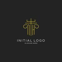 NH initial with monoline pillar logo style, luxury monogram logo design for legal firm vector