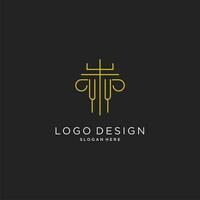 aa inicial con monoline pilar logo estilo, lujo monograma logo diseño para legal firma vector
