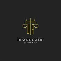 WA initial with monoline pillar logo style, luxury monogram logo design for legal firm vector