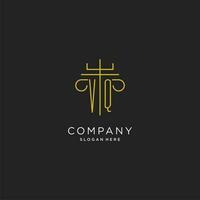 VQ initial with monoline pillar logo style, luxury monogram logo design for legal firm vector