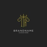 IA initial with monoline pillar logo style, luxury monogram logo design for legal firm vector