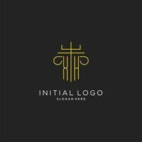 XH initial with monoline pillar logo style, luxury monogram logo design for legal firm vector