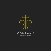 BQ initial with monoline pillar logo style, luxury monogram logo design for legal firm vector