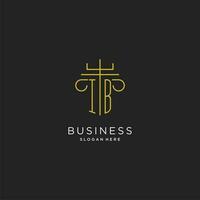 IB initial with monoline pillar logo style, luxury monogram logo design for legal firm vector