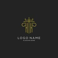 KX initial with monoline pillar logo style, luxury monogram logo design for legal firm vector