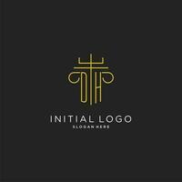 dh inicial con monoline pilar logo estilo, lujo monograma logo diseño para legal firma vector