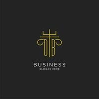 DB initial with monoline pillar logo style, luxury monogram logo design for legal firm vector