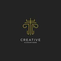 JC initial with monoline pillar logo style, luxury monogram logo design for legal firm vector
