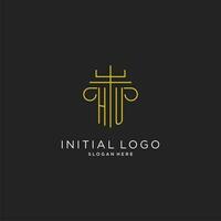 HU initial with monoline pillar logo style, luxury monogram logo design for legal firm vector