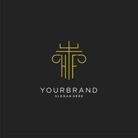 HF initial with monoline pillar logo style, luxury monogram logo design for legal firm vector