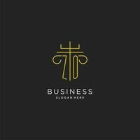 ZO initial with monoline pillar logo style, luxury monogram logo design for legal firm vector