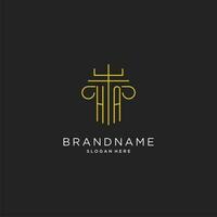 HA initial with monoline pillar logo style, luxury monogram logo design for legal firm vector