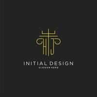 hj inicial con monoline pilar logo estilo, lujo monograma logo diseño para legal firma vector
