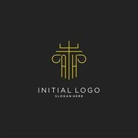 AH initial with monoline pillar logo style, luxury monogram logo design for legal firm vector