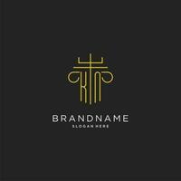 KN initial with monoline pillar logo style, luxury monogram logo design for legal firm vector