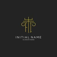 FI initial with monoline pillar logo style, luxury monogram logo design for legal firm vector