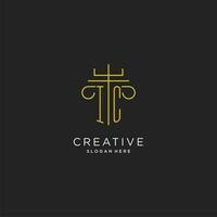 IC initial with monoline pillar logo style, luxury monogram logo design for legal firm vector