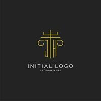 J h inicial con monoline pilar logo estilo, lujo monograma logo diseño para legal firma vector