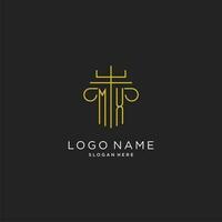 MX initial with monoline pillar logo style, luxury monogram logo design for legal firm vector