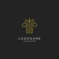 OG initial with monoline pillar logo style, luxury monogram logo design for legal firm vector