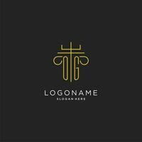 OG initial with monoline pillar logo style, luxury monogram logo design for legal firm vector