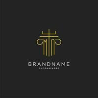 MN initial with monoline pillar logo style, luxury monogram logo design for legal firm vector