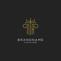 NA initial with monoline pillar logo style, luxury monogram logo design for legal firm vector