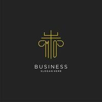 MO initial with monoline pillar logo style, luxury monogram logo design for legal firm vector