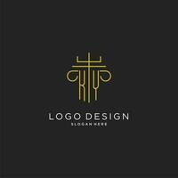 KY initial with monoline pillar logo style, luxury monogram logo design for legal firm vector