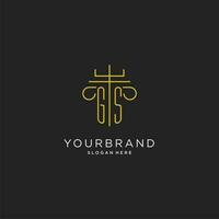 GS initial with monoline pillar logo style, luxury monogram logo design for legal firm vector