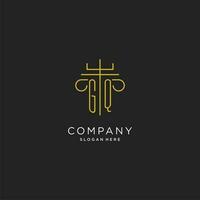 GQ initial with monoline pillar logo style, luxury monogram logo design for legal firm vector