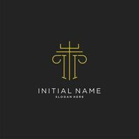 II initial with monoline pillar logo style, luxury monogram logo design for legal firm vector