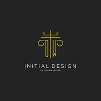 OW initial with monoline pillar logo style, luxury monogram logo design for legal firm vector