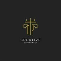 MP initial with monoline pillar logo style, luxury monogram logo design for legal firm vector