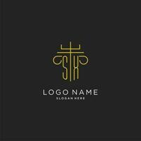 SX initial with monoline pillar logo style, luxury monogram logo design for legal firm vector