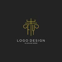 FY initial with monoline pillar logo style, luxury monogram logo design for legal firm vector