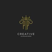 PP initial with monoline pillar logo style, luxury monogram logo design for legal firm vector