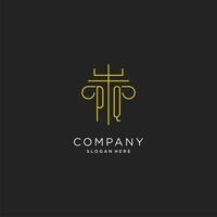 PQ initial with monoline pillar logo style, luxury monogram logo design for legal firm vector