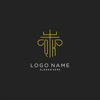 QK initial with monoline pillar logo style, luxury monogram logo design for legal firm vector