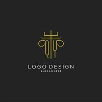 qy inicial con monoline pilar logo estilo, lujo monograma logo diseño para legal firma vector