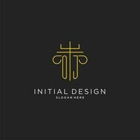 OJ initial with monoline pillar logo style, luxury monogram logo design for legal firm vector