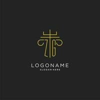 ZG initial with monoline pillar logo style, luxury monogram logo design for legal firm vector