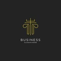 DO initial with monoline pillar logo style, luxury monogram logo design for legal firm vector