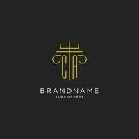 CA initial with monoline pillar logo style, luxury monogram logo design for legal firm vector