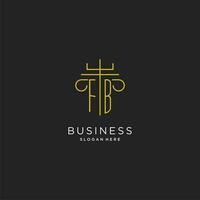 FB initial with monoline pillar logo style, luxury monogram logo design for legal firm vector