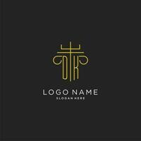 DK initial with monoline pillar logo style, luxury monogram logo design for legal firm vector