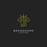 CN initial with monoline pillar logo style, luxury monogram logo design for legal firm vector