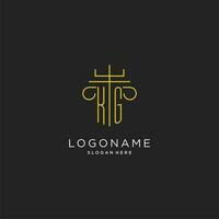 KG initial with monoline pillar logo style, luxury monogram logo design for legal firm vector